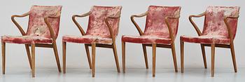 A set of four Axel Larsson armchairs, by Bodafors 1930's.