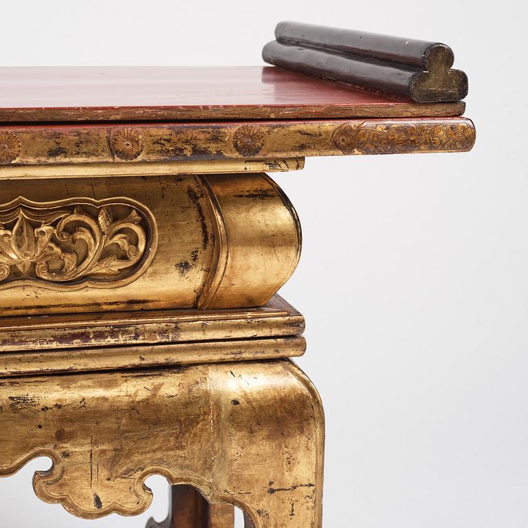 A Japanese lacquered and qilded Buddhist altar table or Butsudan.  Edo period (1603-1868).