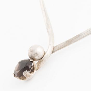 Karl-Erik Palmberg, silver neck ring with smoky quartz, Alton.