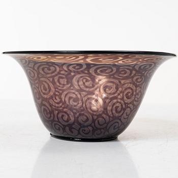 Simon Gate, skål, tunnväggig graal, glas, Orrefors, 1920.