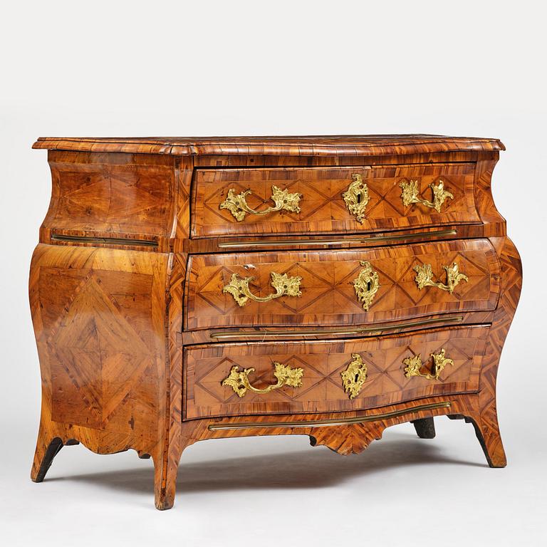 A Swedish parquetry rococo commode, Stockholm, later part 18th century.