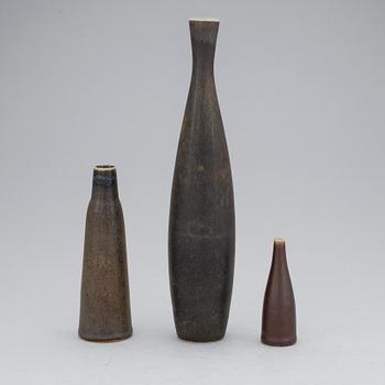 VASER 3 st, stengods. Carl-Harry Stålhane, Rörstrand 1959, 1960 och 1960. Unika.