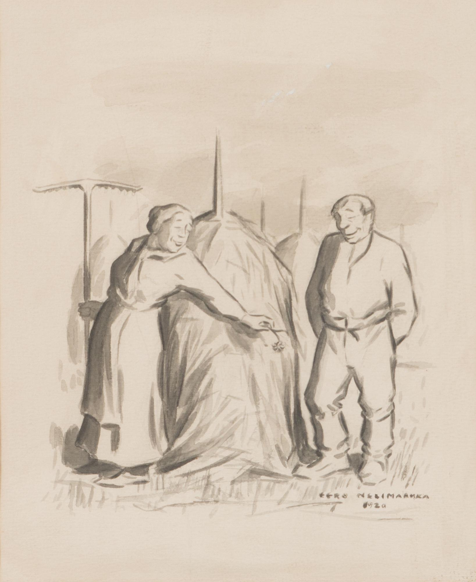 EERO NELIMARKKA, tussilaveeraus, signeerattu ja päivätty 1920.