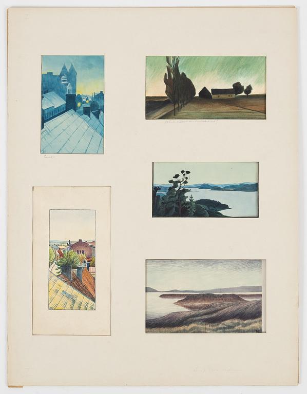 Birger Simonsson, portfolio with 62 drawings. watercolours, pencildrawings.