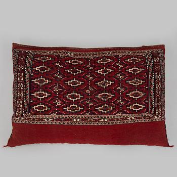 Two presumably antique Turkmenistan Yomud cushions/bag fronts.