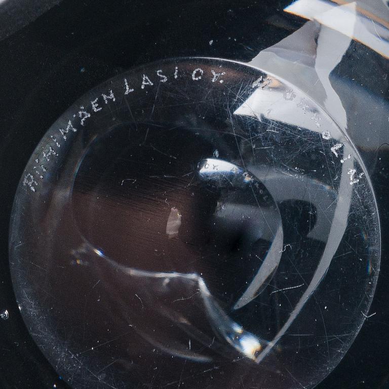Aimo Okkolin, konstglas, "Gaffel", signerad Riihimäen Lasi Oy A. Okkolin.