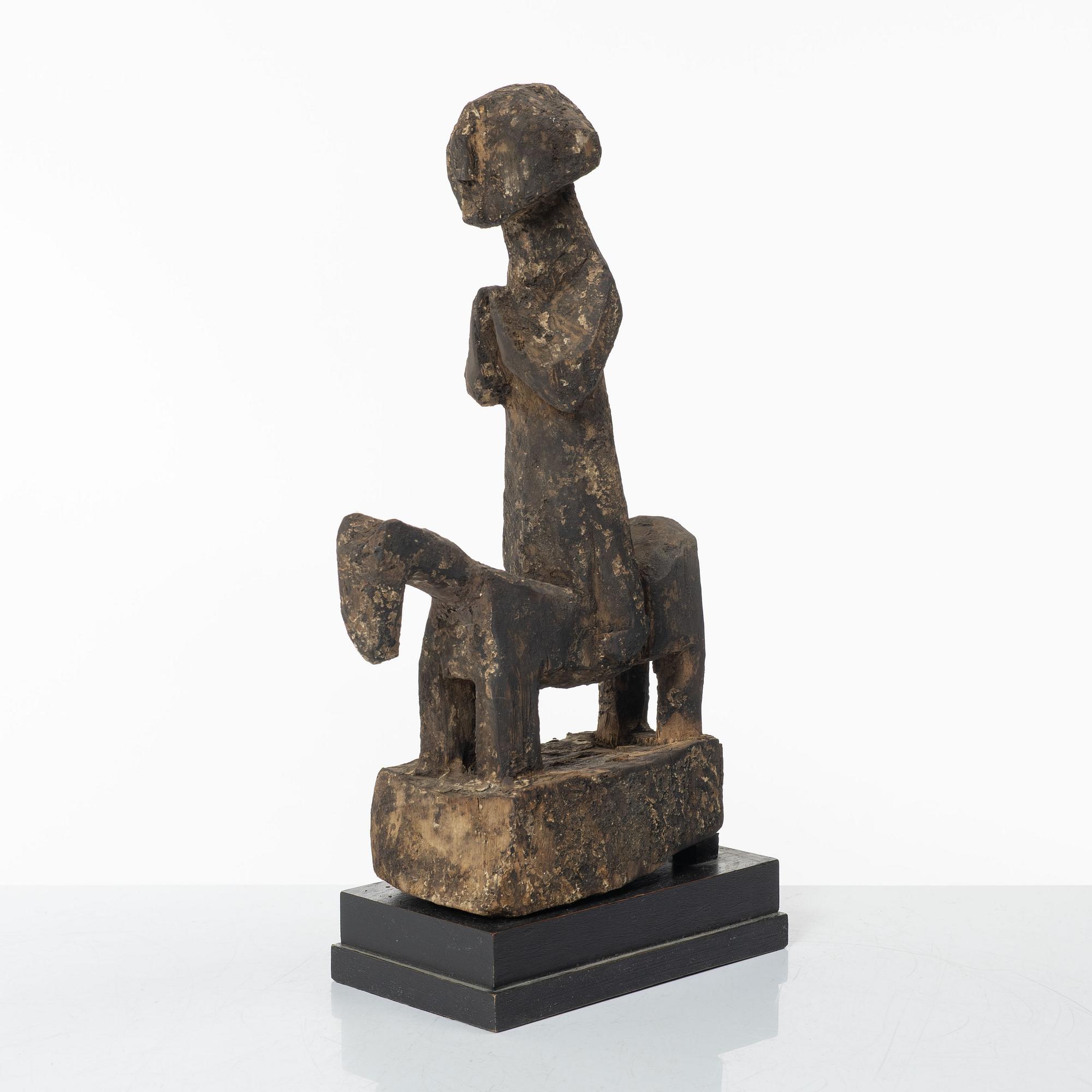 A horserider wooden sculpture, Western Nepal.