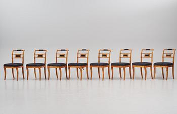 A set of eight Empire chairs by Anders Eriksson, Hassungared, first part 19th century.