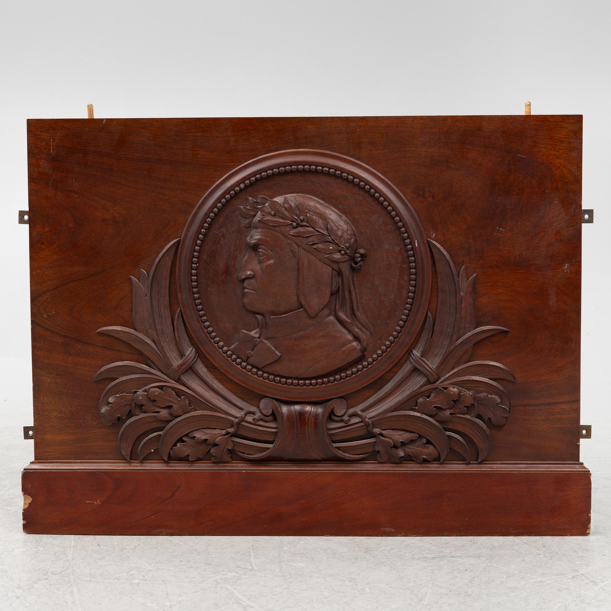 A mahogany panel, 20th century.