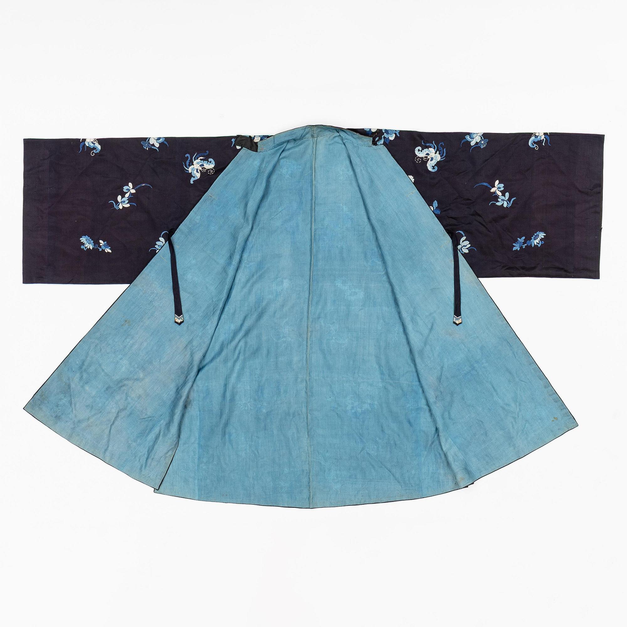 A Chinese embroidered silk robe, 1920's.