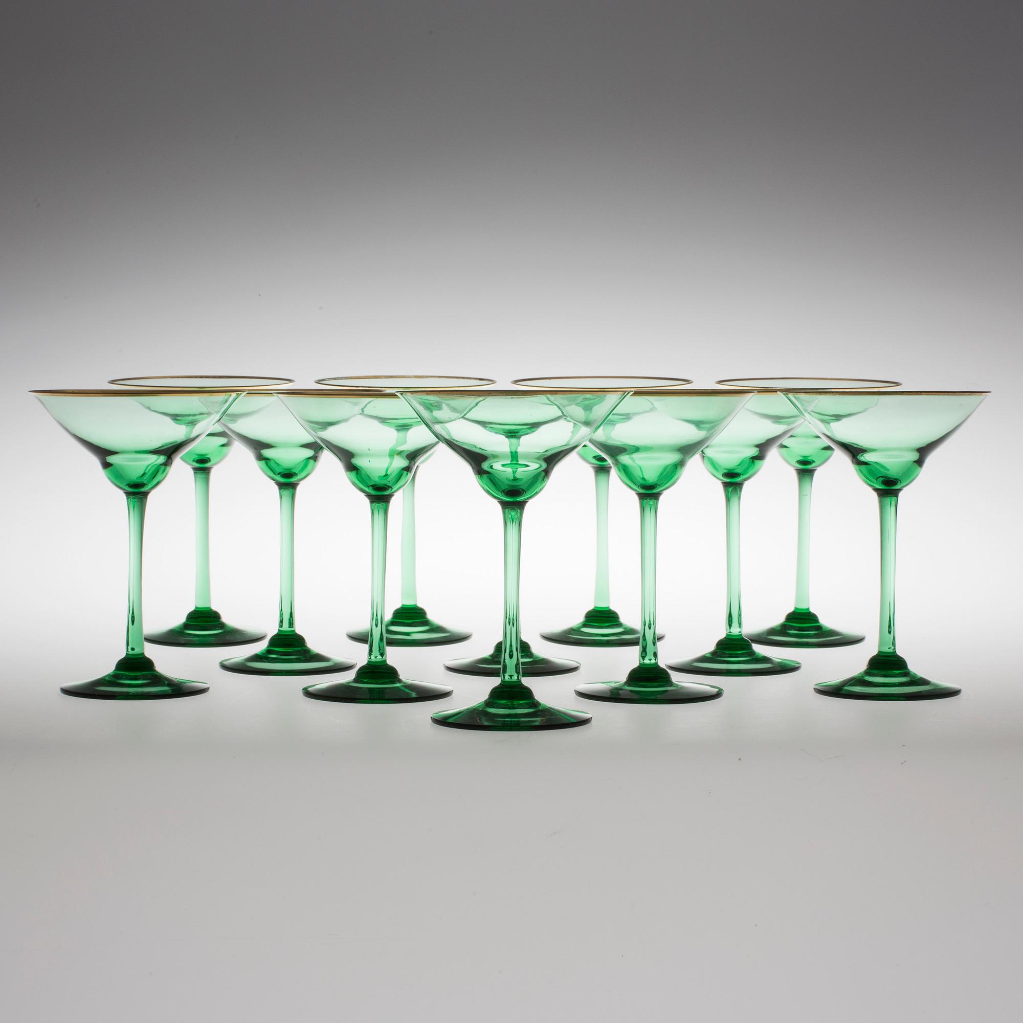 MARTINIGLAS 12 st, troligen Trelleborgs glasbruk, 1950-tal.