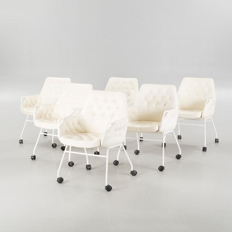 Six "Mirja" armchairs, designed by Bruno Mathsson for Bruno Mathsson International, dated 2001.