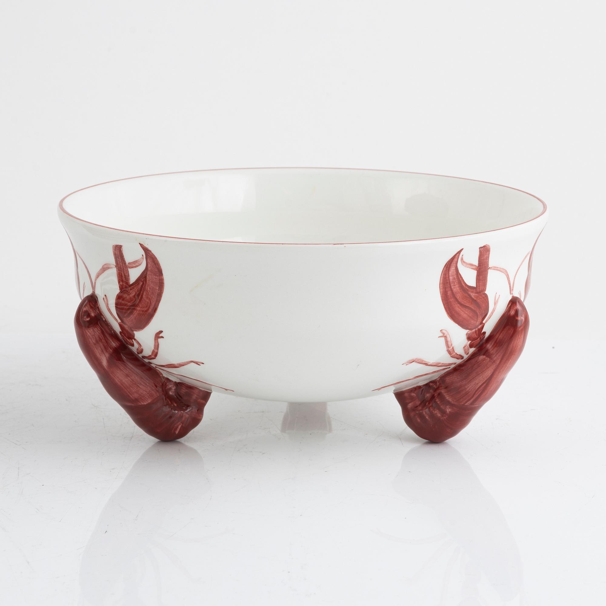 Alf Wallander, crayfish service, 13 pieces, earthenware, Rörstrand.