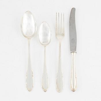 A Swedish Silver Cutlery, model 'Slottsbarock', most with mark of CG Hallberg, Stockholm, some 1955 (42 pieces).
