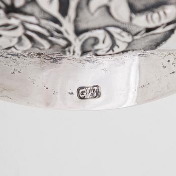 Hexagon export silver bowl, maker's mark GW, Gem Wo, active 1850-75, Canton.
