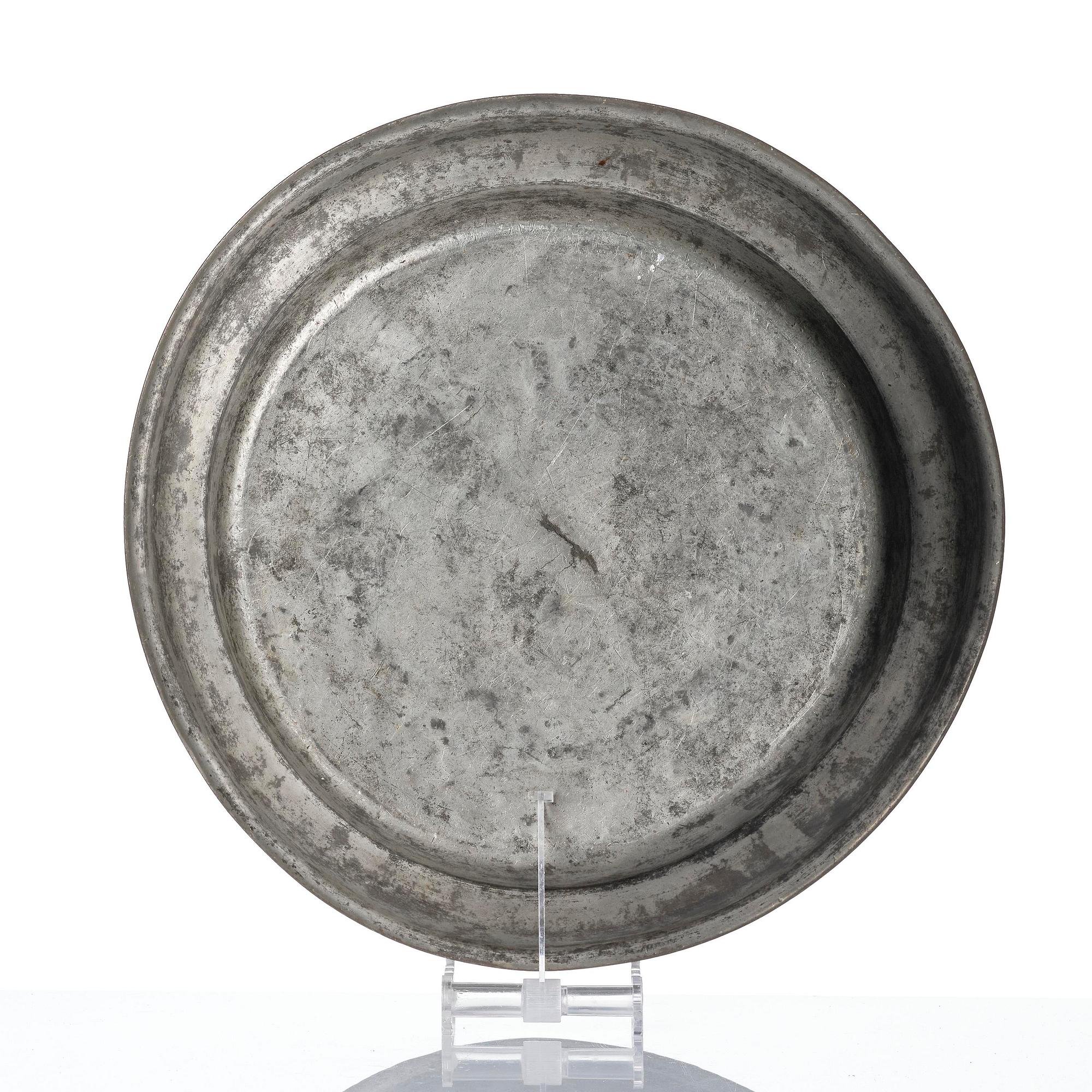 Wine cooler with underplate, probably Germany, 19th century, and platter, Sweden, 18th century. Baroque style.