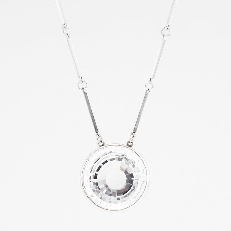 Wiwen Nilsson, a sterling silver and rock crystal pendant and chain, Lund, Sweden 1965.