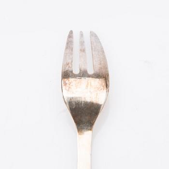 Dessertgafflar, silver, 12 st, Rosenholm, GAB, Stockholm, 1958-1960.