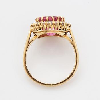 Pink spinel and old-cut diamond ring, French mark, early 1900's.
