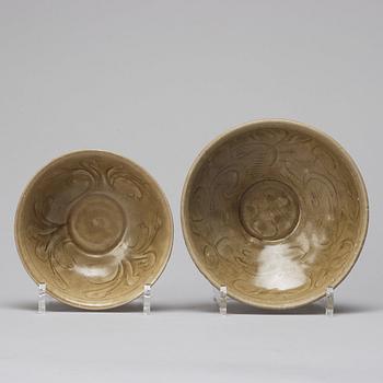 Two celdon glazed bowls, South East Asian Market, presumably Sawankhalok, 15/16th Century.