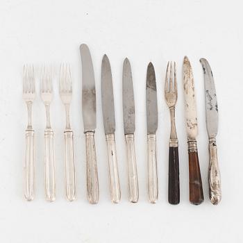 A Set of Silver Cutlery, 18-19th Century (10 pieces).