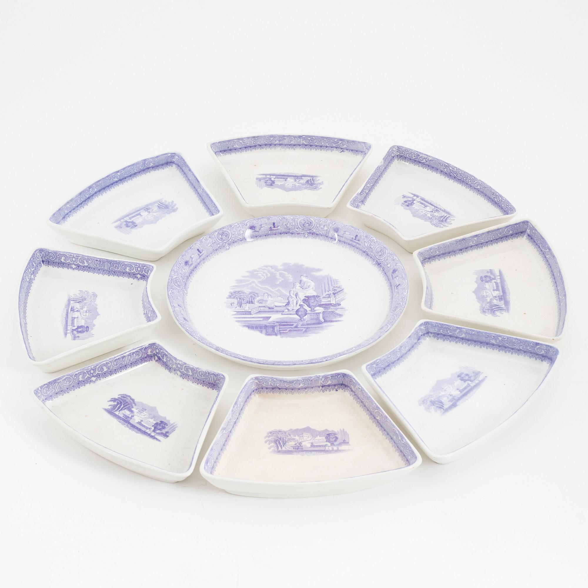 Servis, 122 delar, flintgods, "Carrara", Gustavsberg, i produktion 1860-1908.