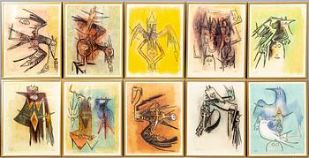 Wifredo Lam, 10 st färglitografier signerad och numrerade XXXXV/L.