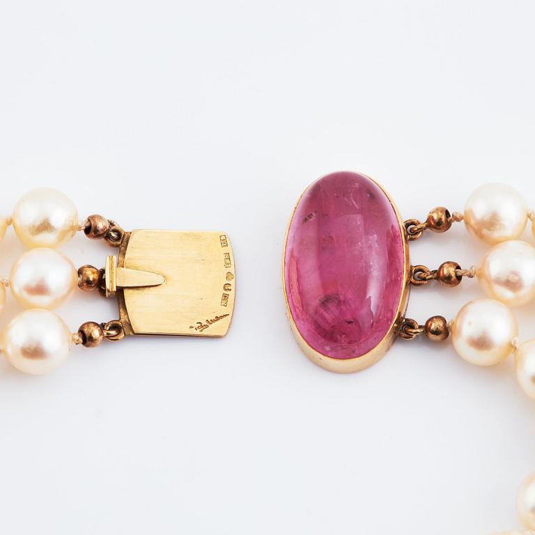 Rey Urban, a three strand cultured pearl necklace,  Stockholm 1970.