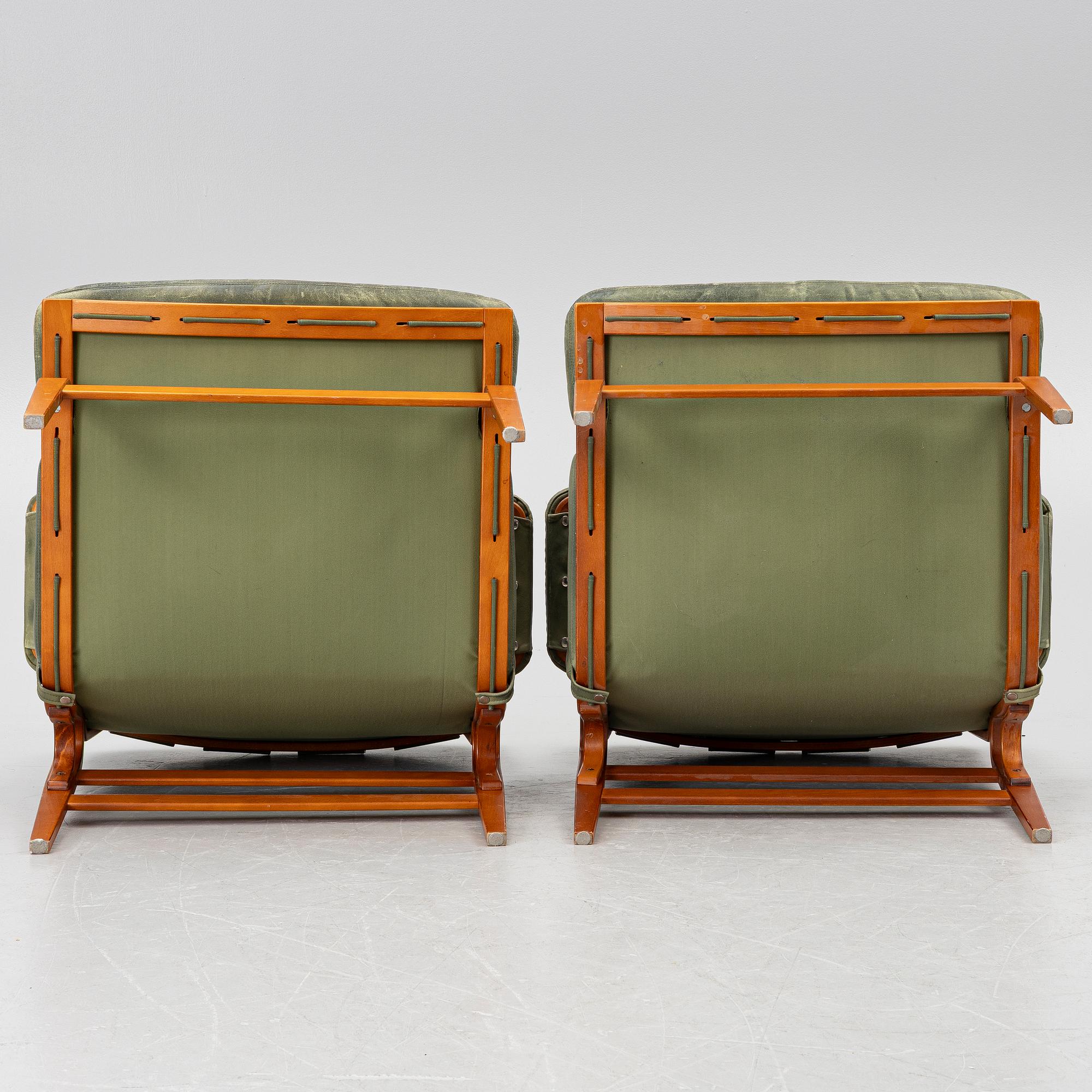 Bruno Mathsson, Armchairs, a pair, "Ingrid", Dux, late 20th century.