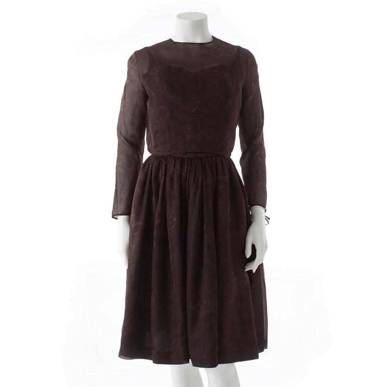 MOGENS ERIKSEN, a brown silk chiffon dress from the 1960s.