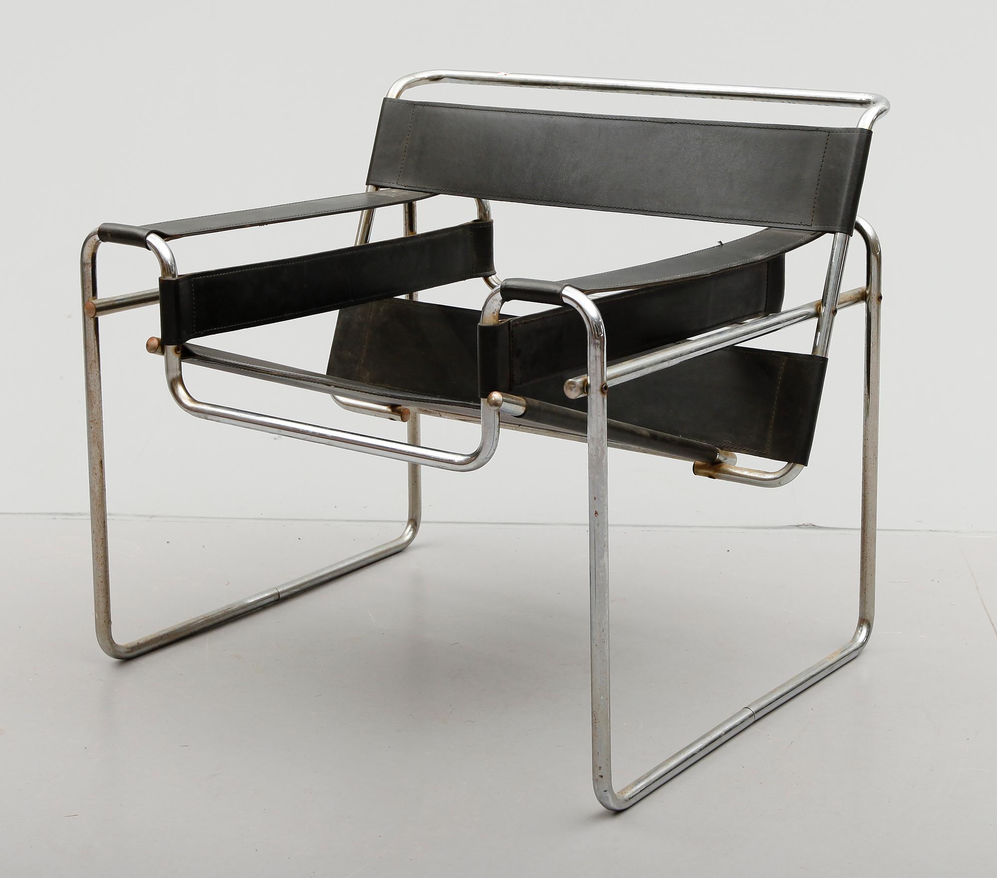 FÅTÖLJ, efter Marcel Breuer, "Wassily", 1900-talets andra hälft.