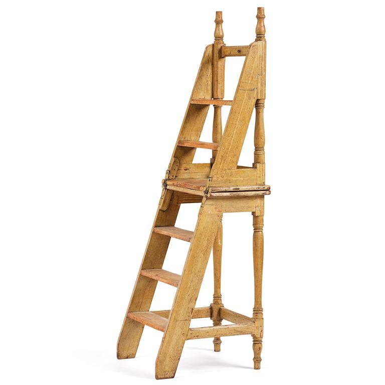 A late baroque library-ladder, mid/later part 18th century.