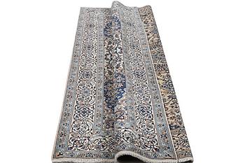 A Nain, part silk, rug, c. 285 x 195 cm.