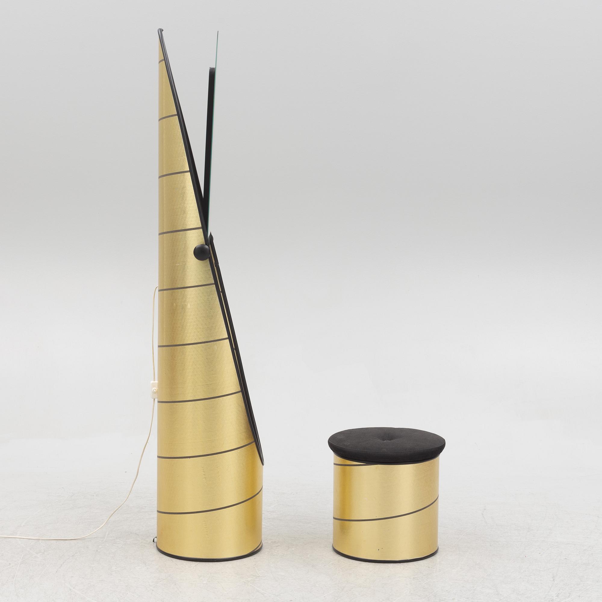 A 'Roulette' mirror and stool, AB Nybrofabriken, Fröseke, second half of the 20th Century.