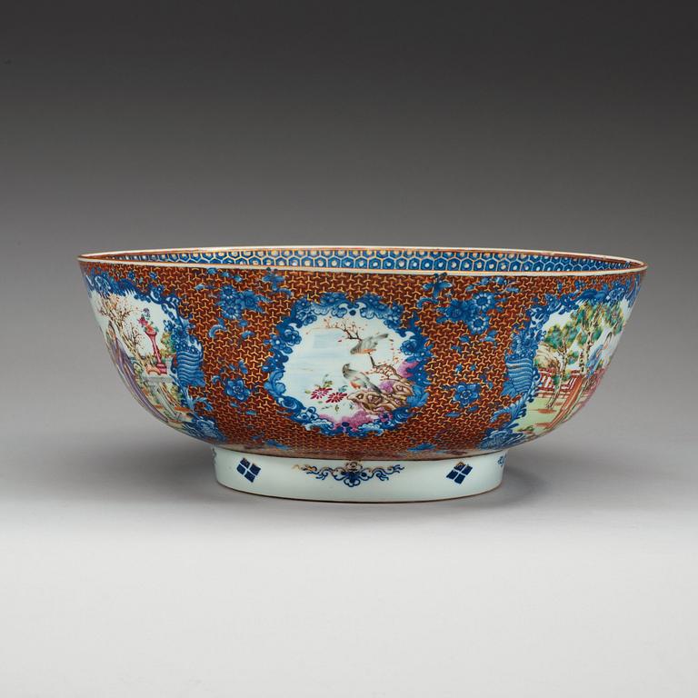 A large famille rose punch bowl, Qing dynasty, (1736-95).