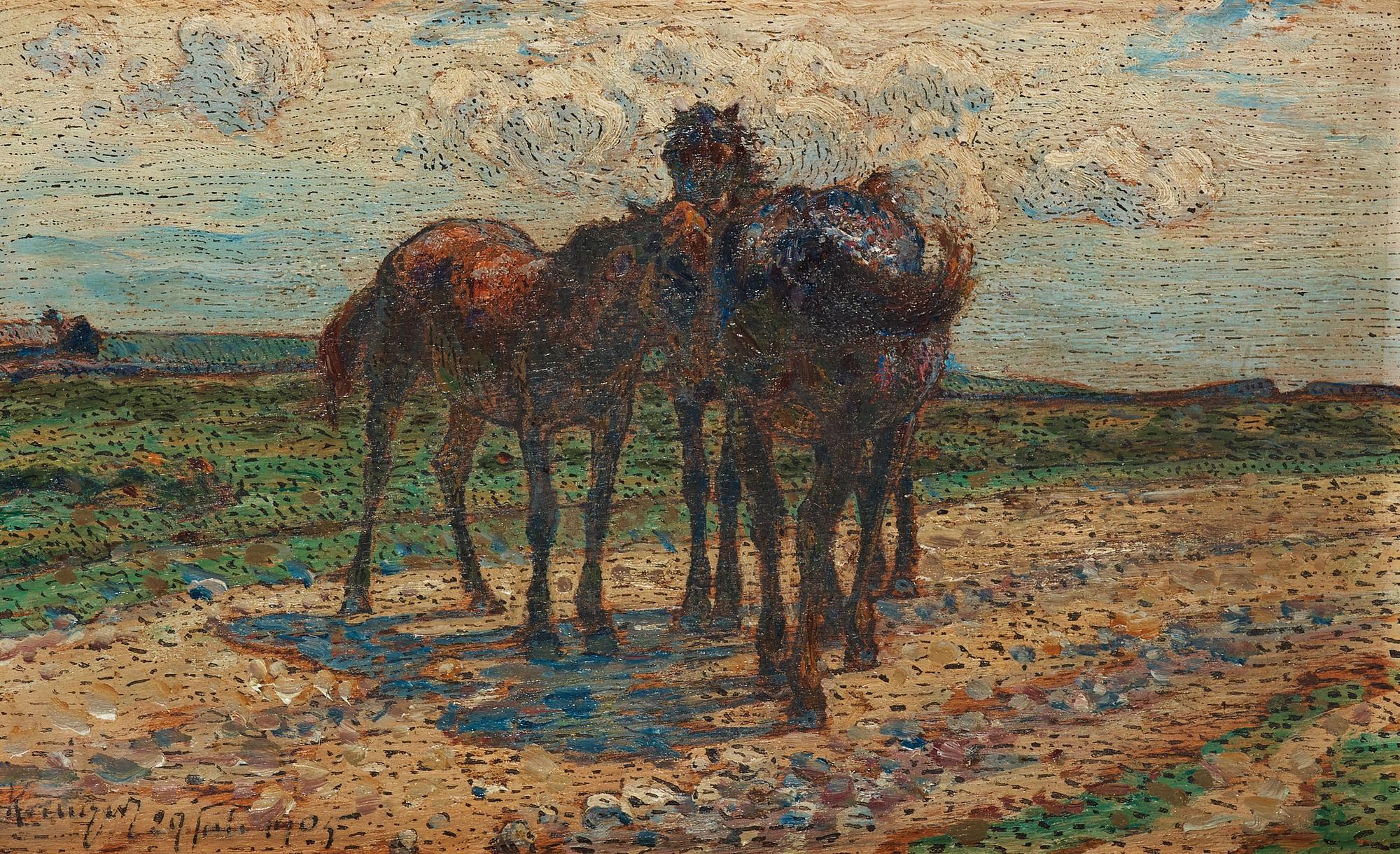 Nils Kreuger, "Hästar på vägen" (Horses on the road).