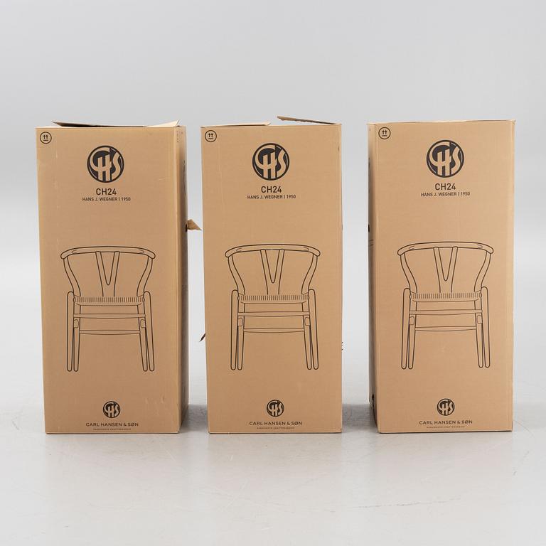 Hans J. Wegner, stolar, 6 st, modell CH24, "Y-stolen, Carl Hansen & Son, Danmark.
