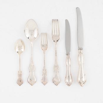 Bestickuppsättning, 72 delar, silver, "Olga", CG Hallberg, Stockholm 1950-tal.