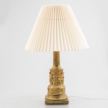 A table lamp, brass, France, late 19th Century.