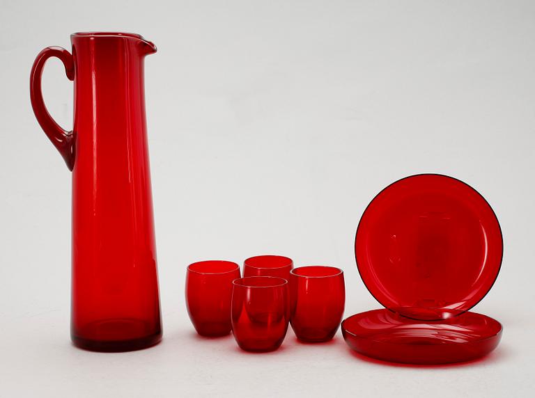 BRINGARE, ASSIETTER OCH GLAS, 7 del, glas, Reijmyre, 1900-talets mitt.