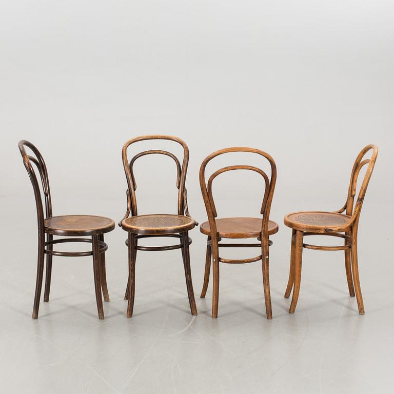 FOUR BENTWOOD CHAIRS CA 1900.