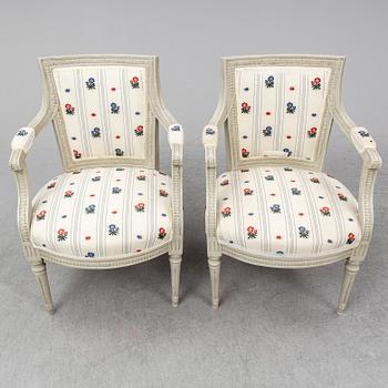 An end of the 18th Century Gustavian pair of armchairs.