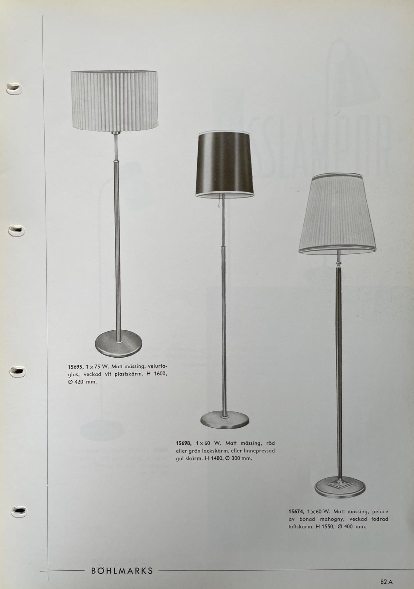 Harald Notini, a floor lamp model "15695", Arvid Böhlmarks Lampfabrik, Stockholm, 1950s-60s.