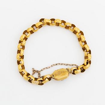 18K gold bracelet, with garnet, 1800's.