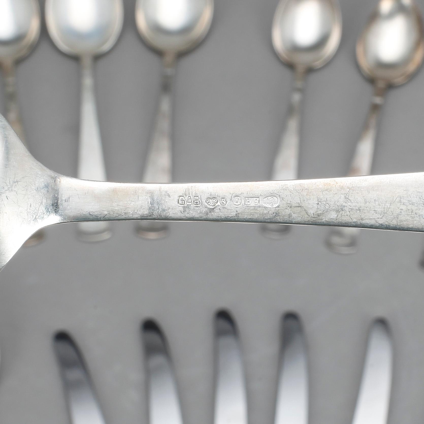 BESTICKSERVIS, 59 delar, silver, "Rosenholm", GAB, 1940-50-tal. Tot ca 2900 gram.