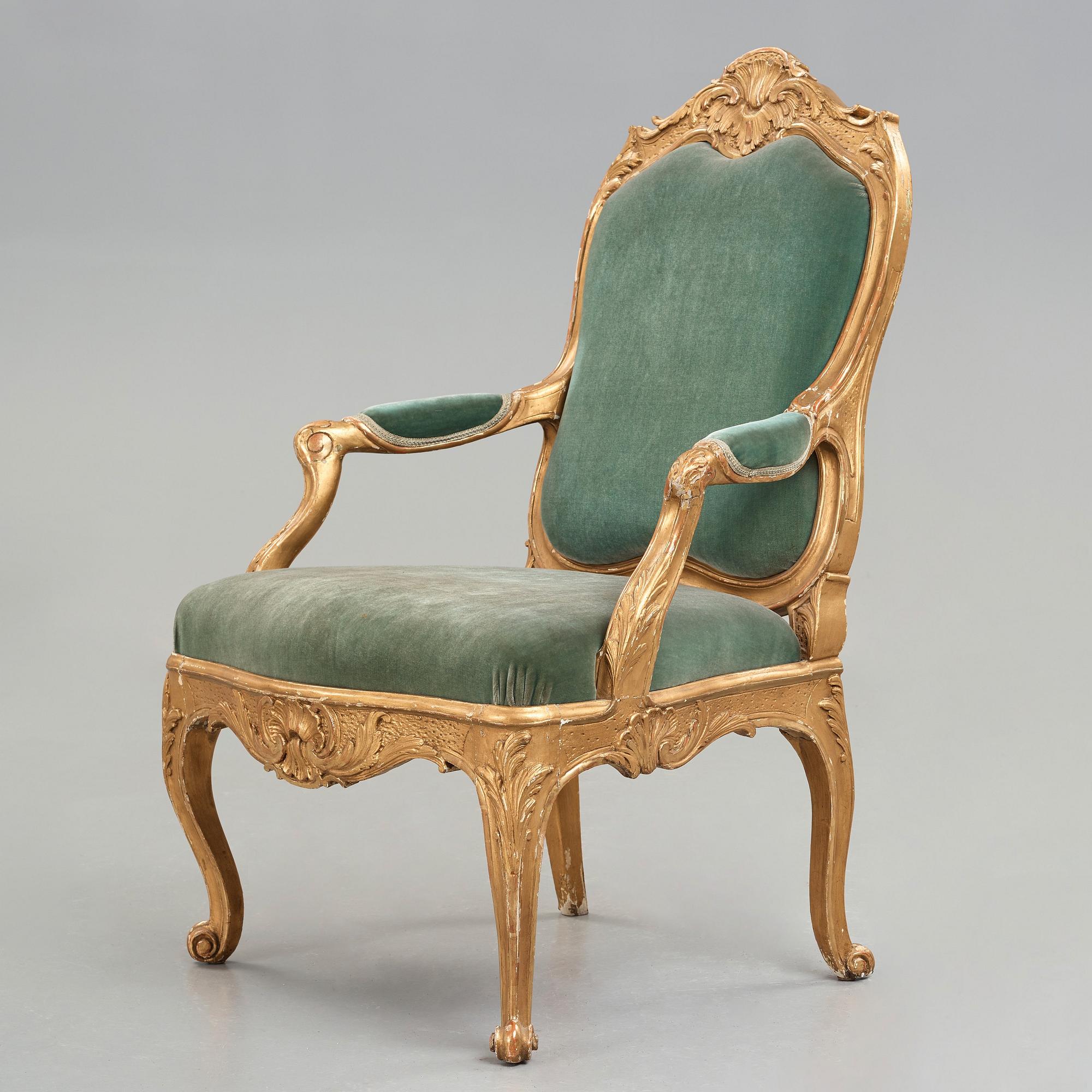 A large Swedish Rococo armchair by Carl Magnus Sandberg (master in Stockholm 1759-1789), circa 1760.