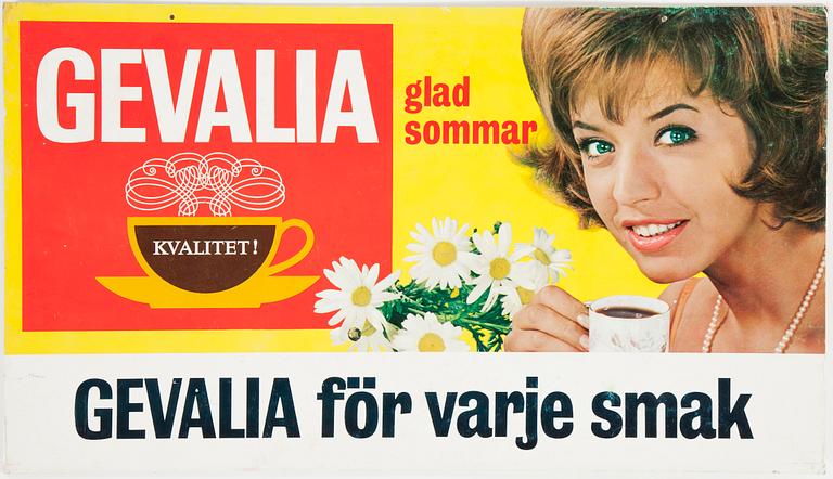 REKLAMSKYLTAR, 2 stycken, Gevalia, 1960-tal.