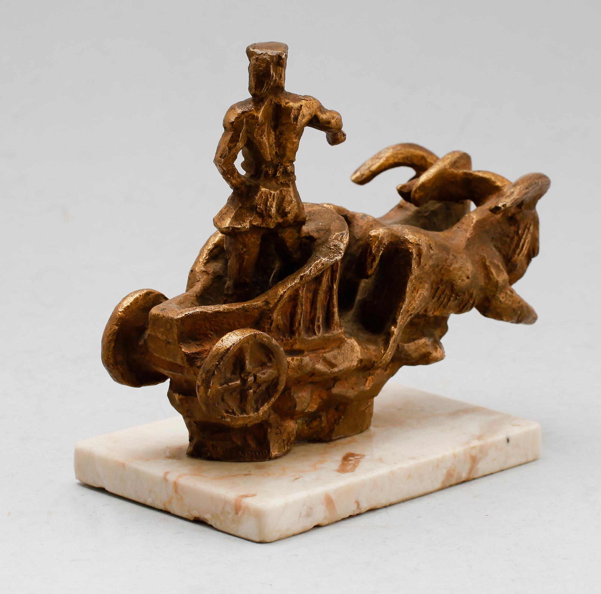 STIG BLOMBERG, skulptur, förgylld brons, sign.