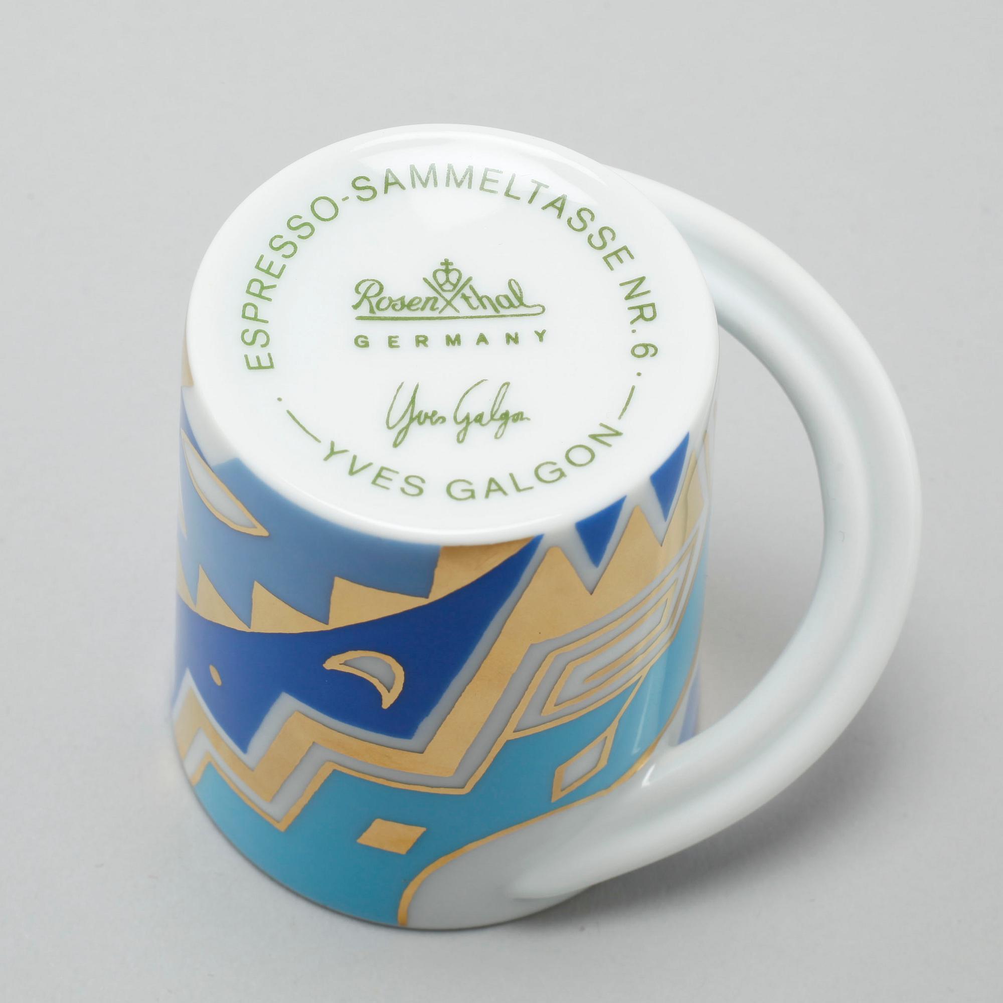 ESPRESSOKOPPAR MED FAT, 12 st espressokoppar, porslin, Rosenthal, 1980/90-tal.