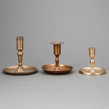 LJUSSTAKAR, 3 st, malm, 17/1800-tal.